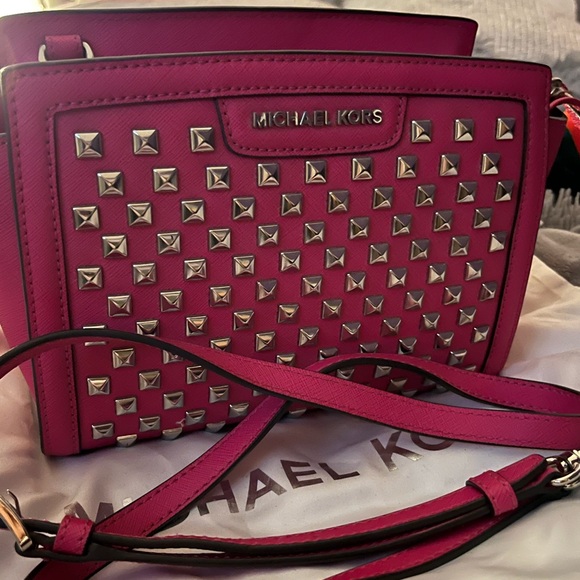 Michael Kors Bags Michael Kors Studded Pink Crossbody Bag Poshmark
